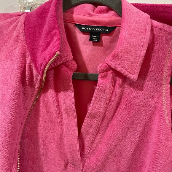 Boston Proper THREE PIECE Track Suit Pink Terry Cloth BARBIE XS Striped Stunning - Picture 6 of 16